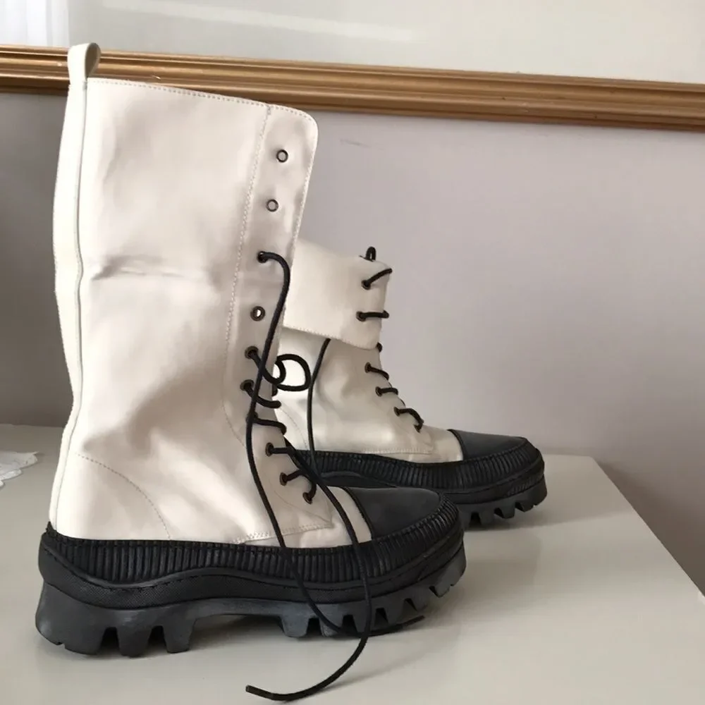 Free People Goldie Lug Sole Lace UP Utility Boots size 7